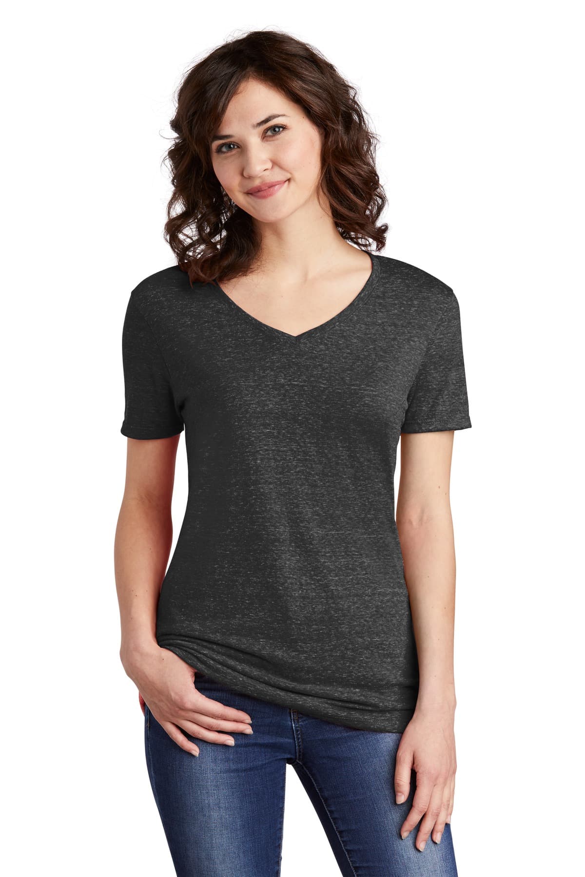 DISCONTINUED Jerzees  Women's Snow Heather Jersey V-Neck T-Shirt 88WV