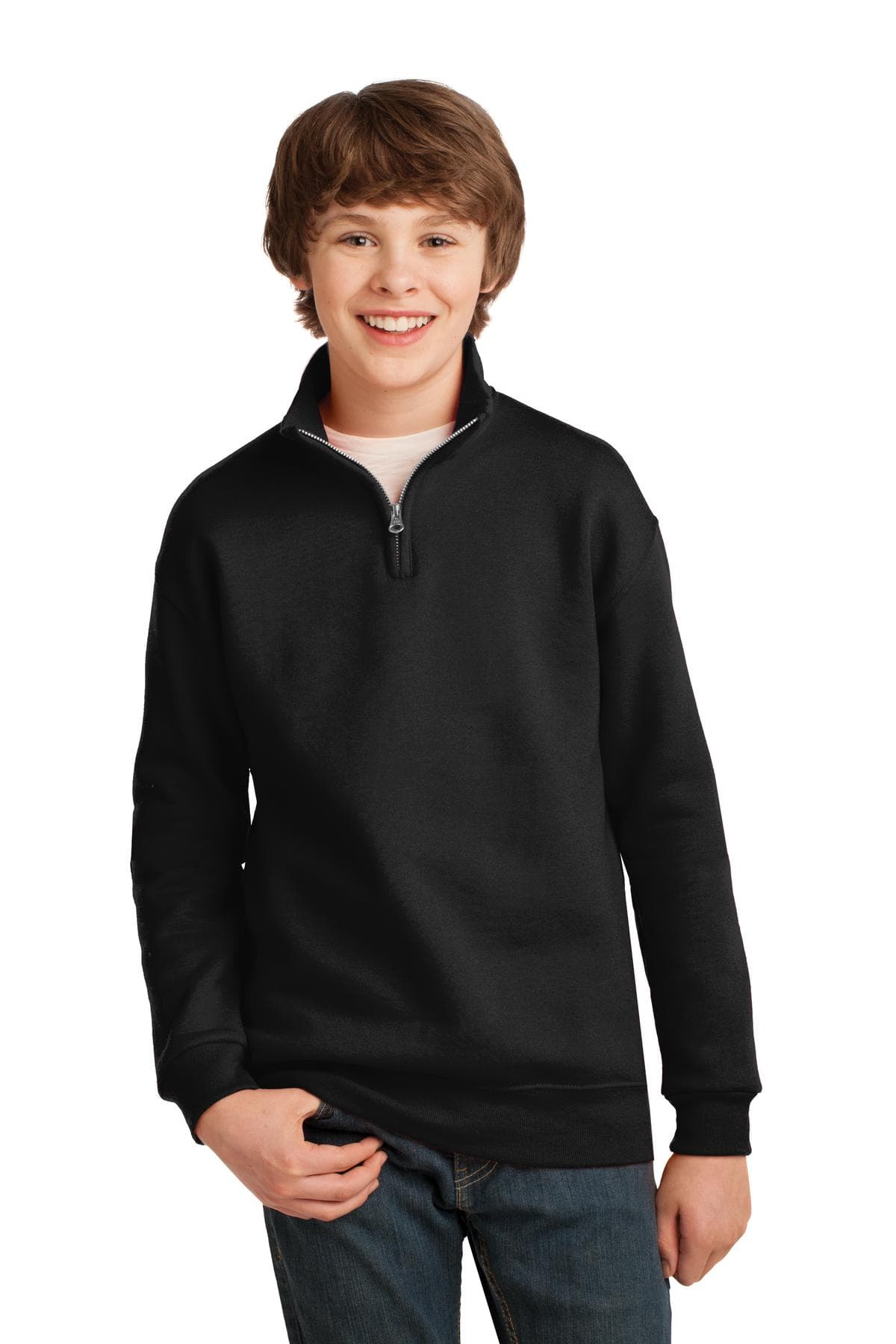 DISCONTINUED JERZEES Youth NuBlend 1/4-Zip Cadet Collar Sweatshirt. 995Y