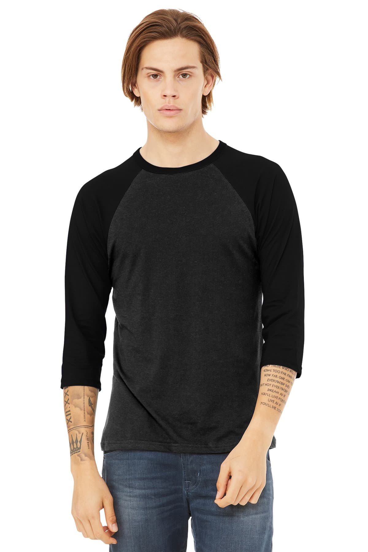 BELLA+CANVAS  Unisex 3/4-Sleeve Baseball Tee. BC3200
