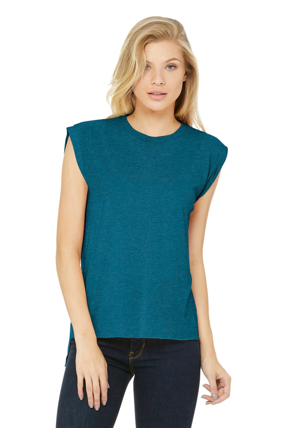 BELLA+CANVAS Women's Flowy Muscle Tee with Rolled Cuffs BC8804