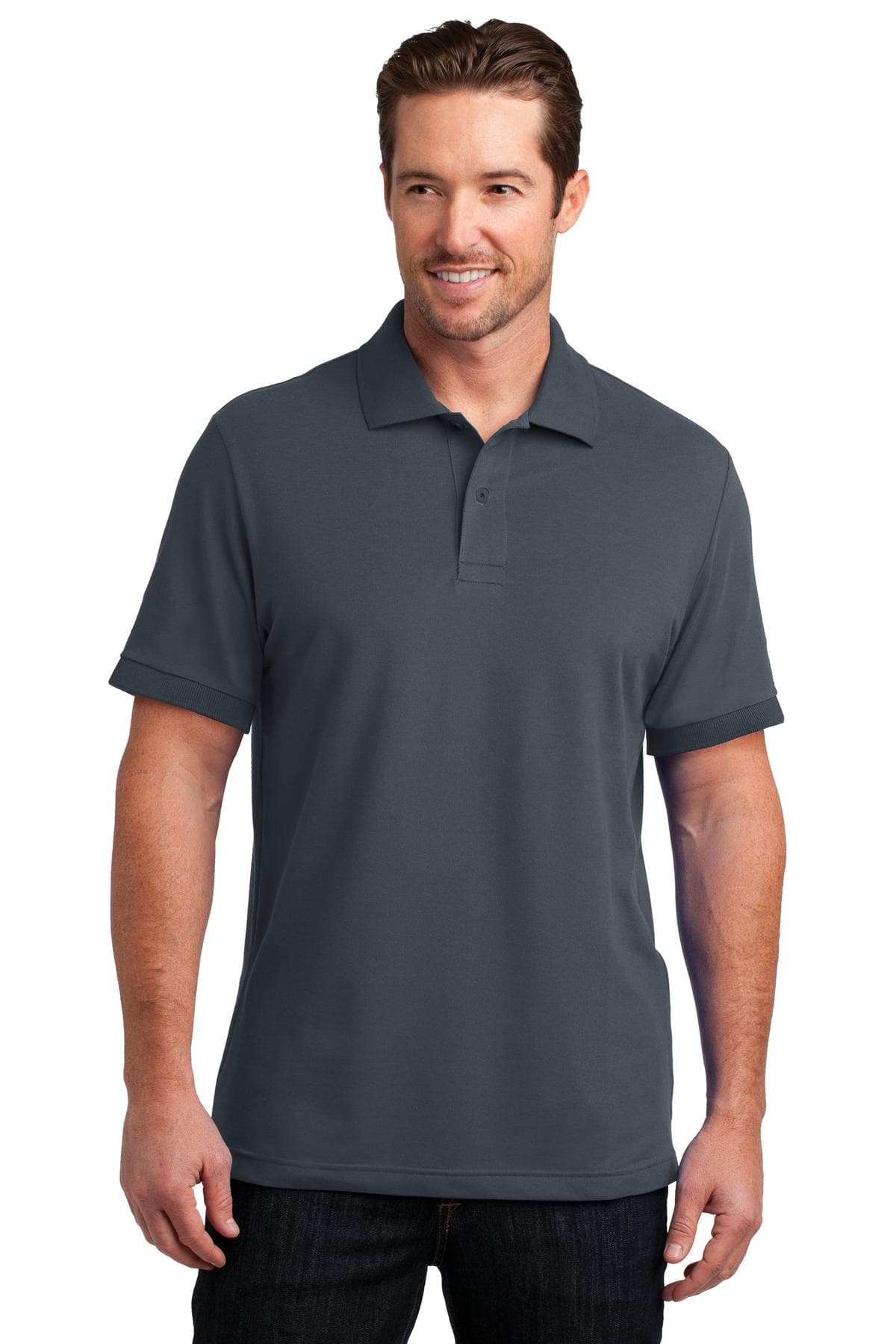 DISCONTINUED District Made Mens Stretch Pique Polo. DM325