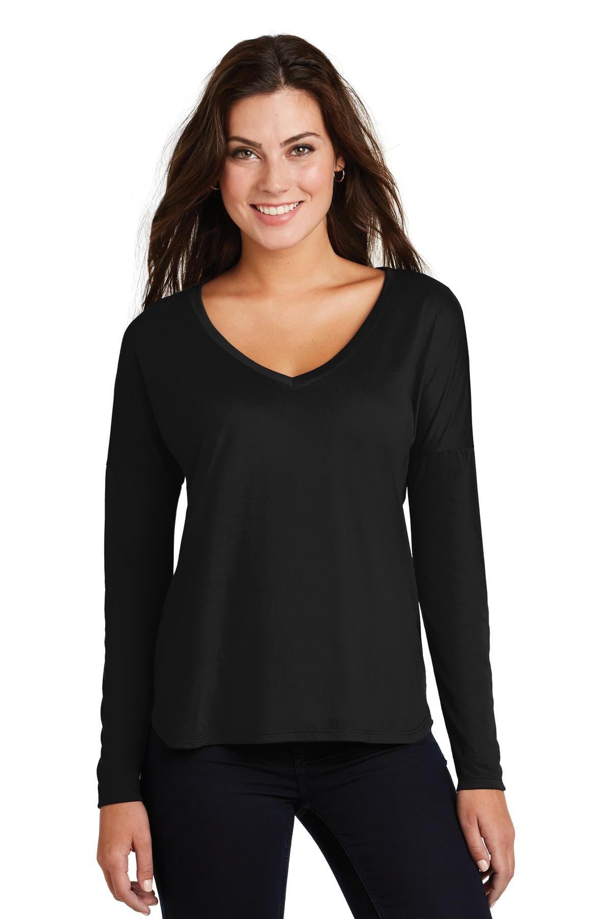 DISCONTINUED District  Women's Drapey Long Sleeve Tee. DM413