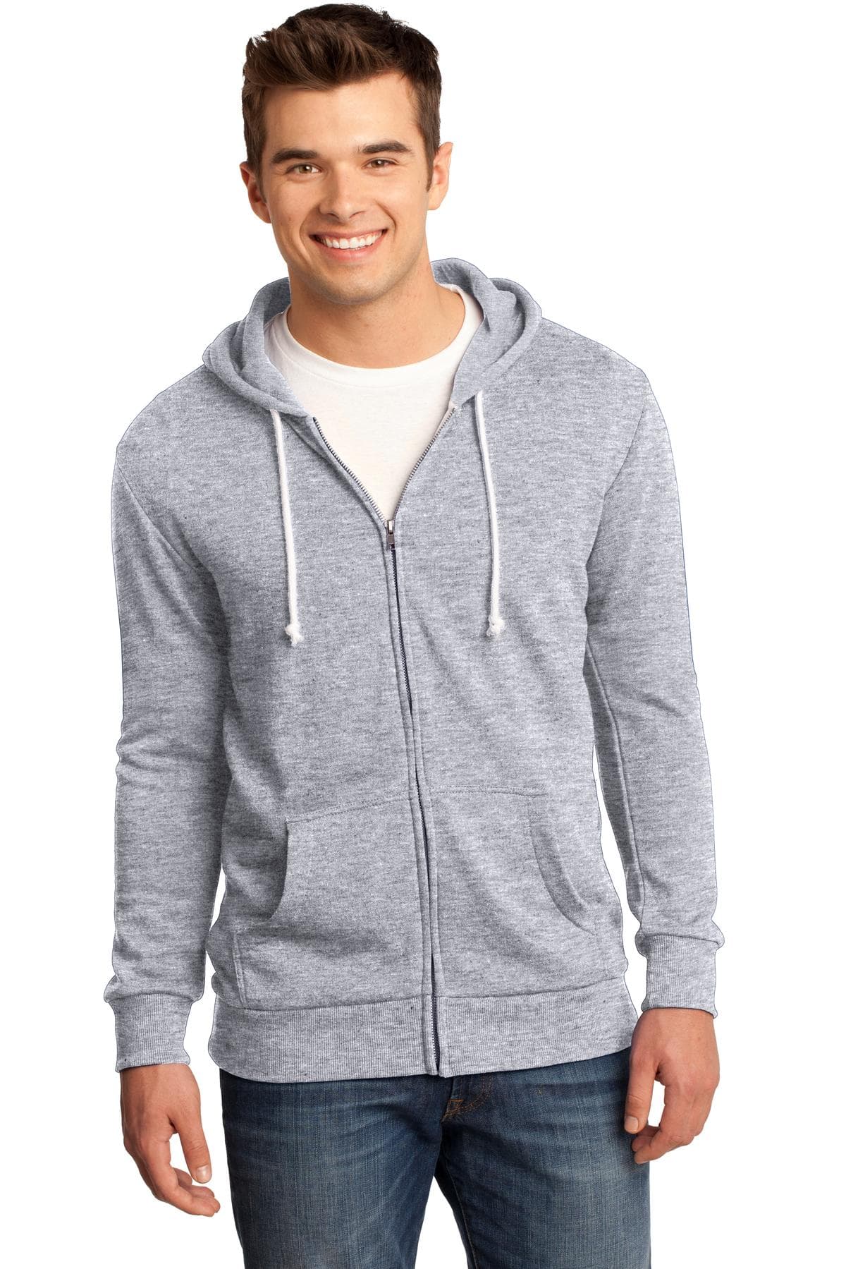 DISCONTINUED District - Young Mens Core Fleece Full-Zip Hoodie DT190