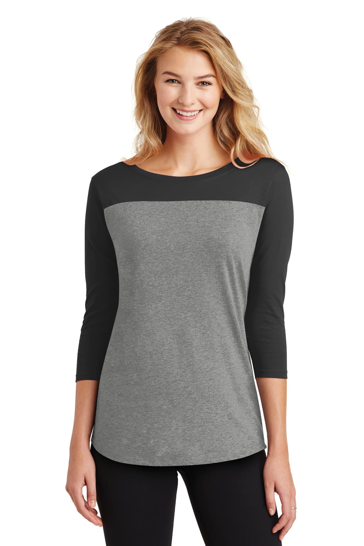 DISCONTINUED District Women's Rally 3/4-Sleeve Tee. DT2700