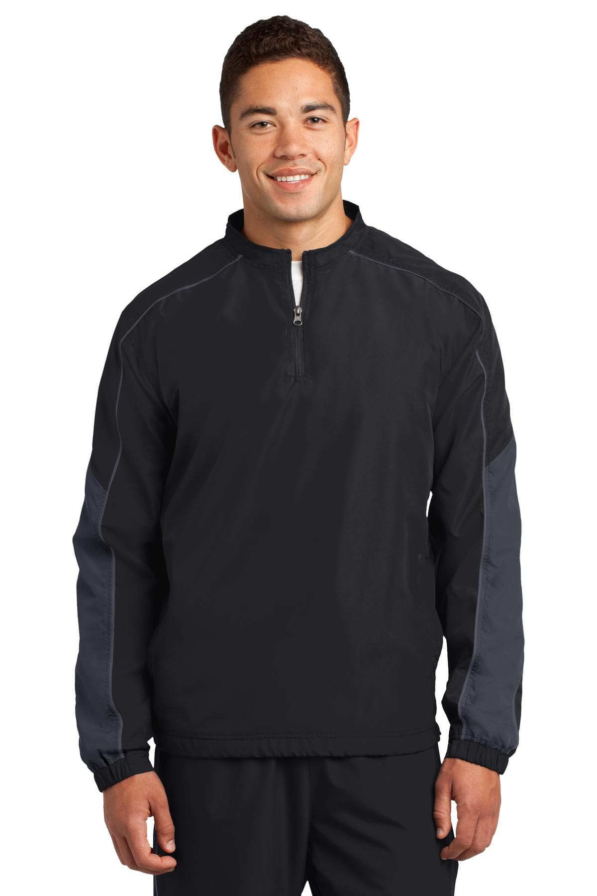 DISCONTINUED Sport-Tek Piped Colorblock 1/4-Zip Wind Shirt. JST64