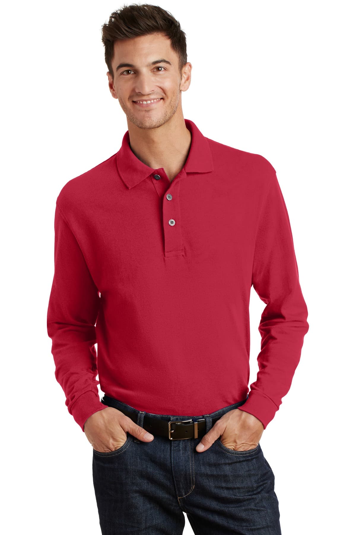 DISCONTINUED Port Authority Long Sleeve Heavyweight Cotton Pique Polo. K320
