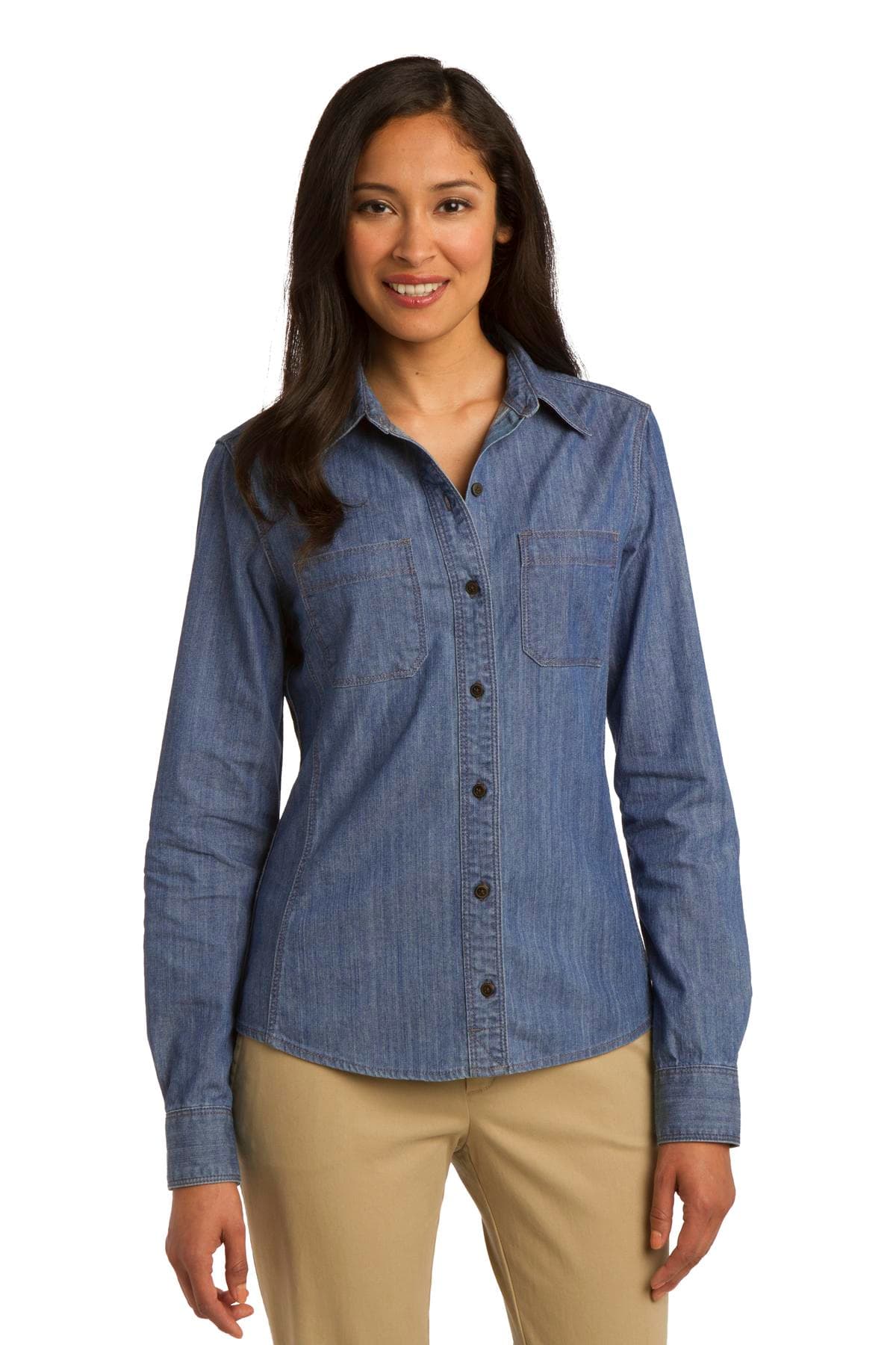 DISCONTINUED Port Authority Ladies Patch Pockets Denim Shirt. L652