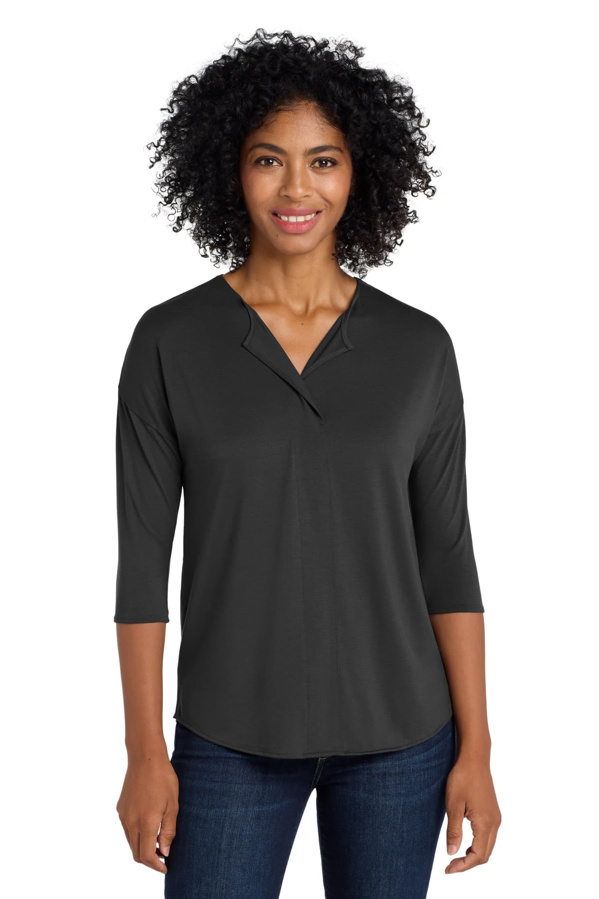 DISCONTINUED Port Authority Women's Concept 3/4-Sleeve Soft Split Neck Top. LK5433