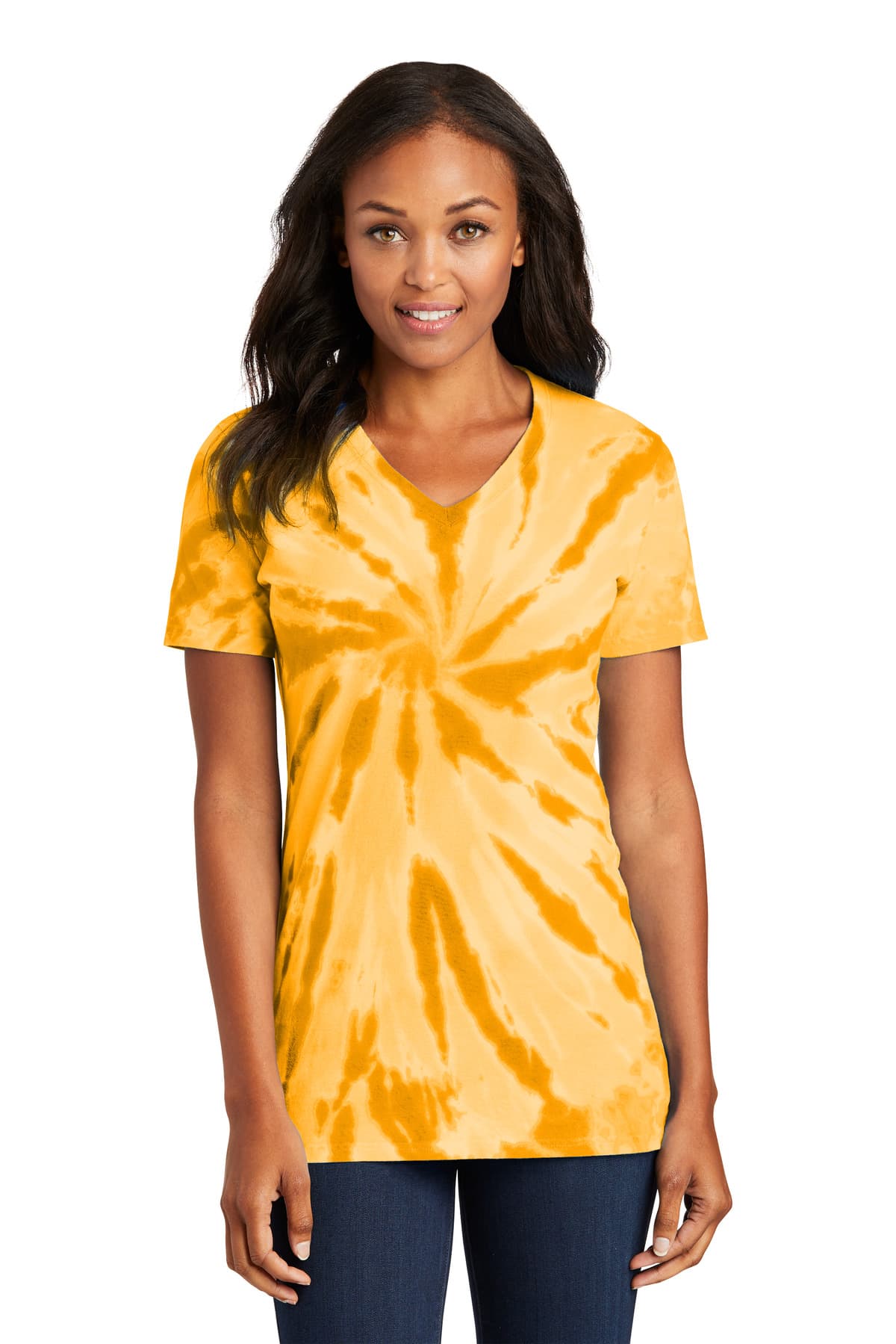 Port & Co Women's Tie-Dye V-Neck Tee.  LPC147V