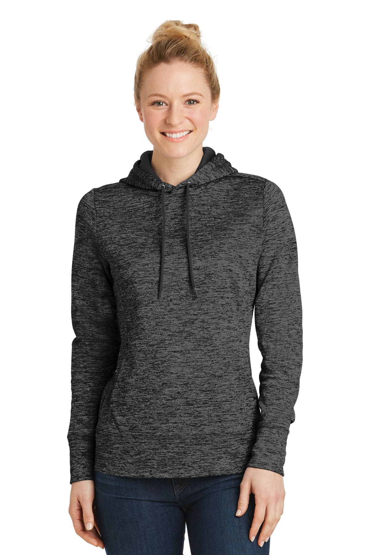 DISCONTINUED Sport-Tek Women's PosiCharge Electric Heather Fleece Hooded Pullover. LST225