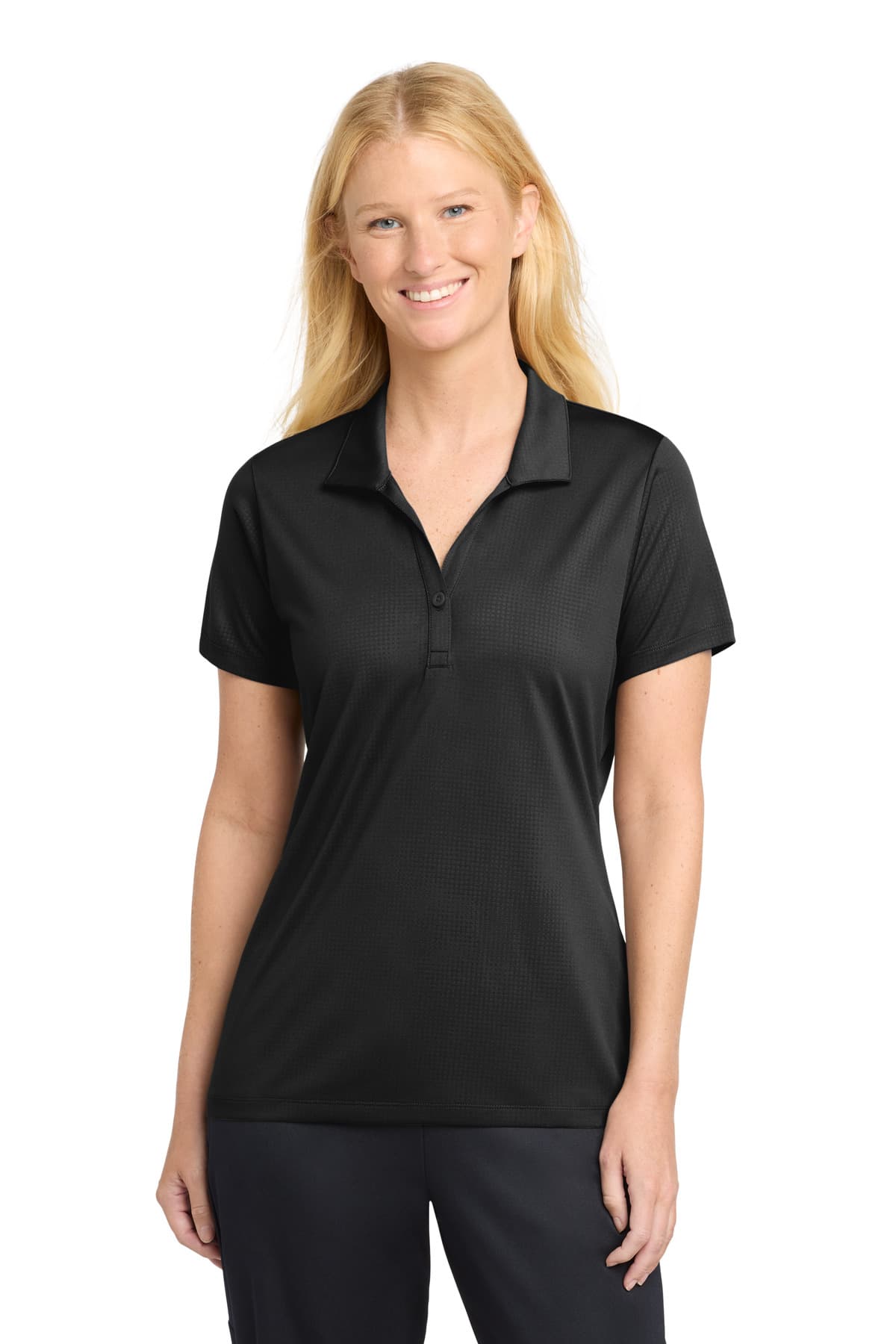 DISCONTINUED Sport-Tek Women's Embossed PosiCharge Tough Polo. LST630