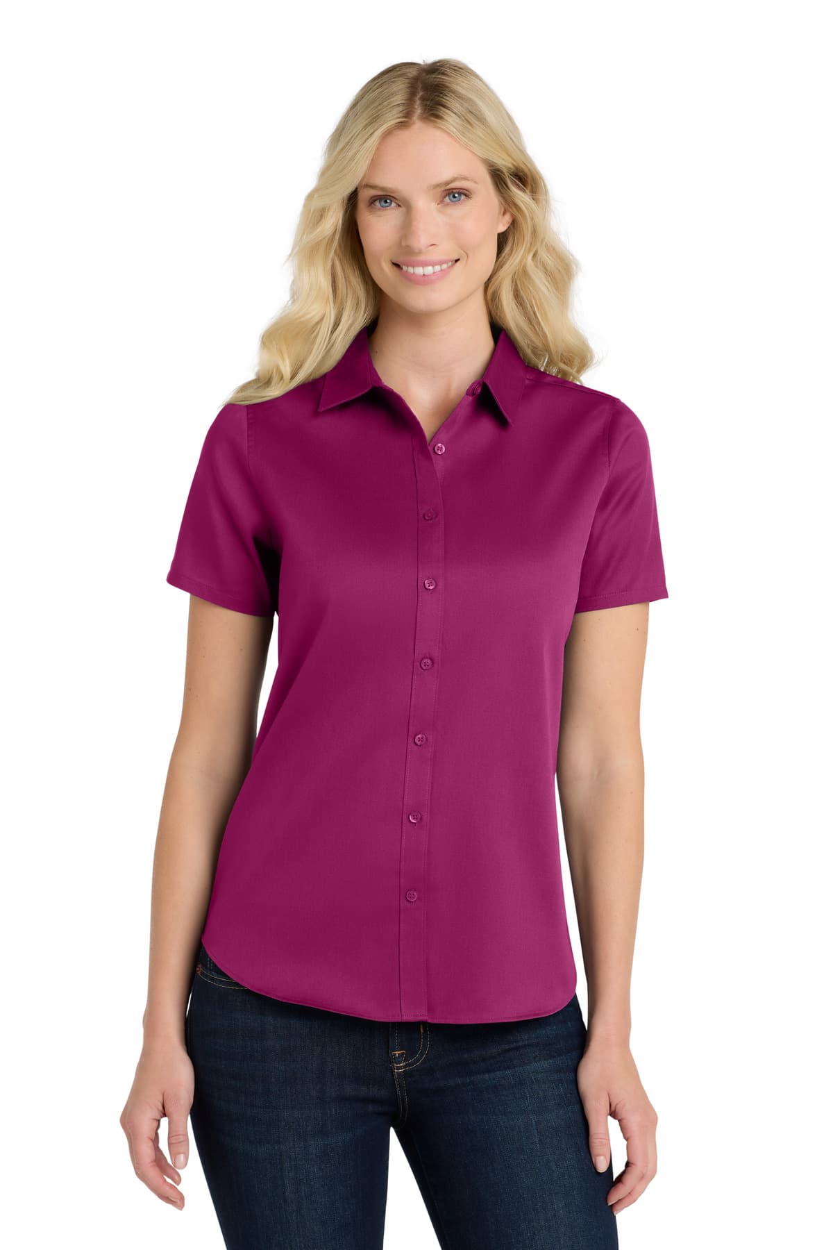 Port Authority Women's Short Sleeve SuperPro ReactTwill Shirt. LW809
