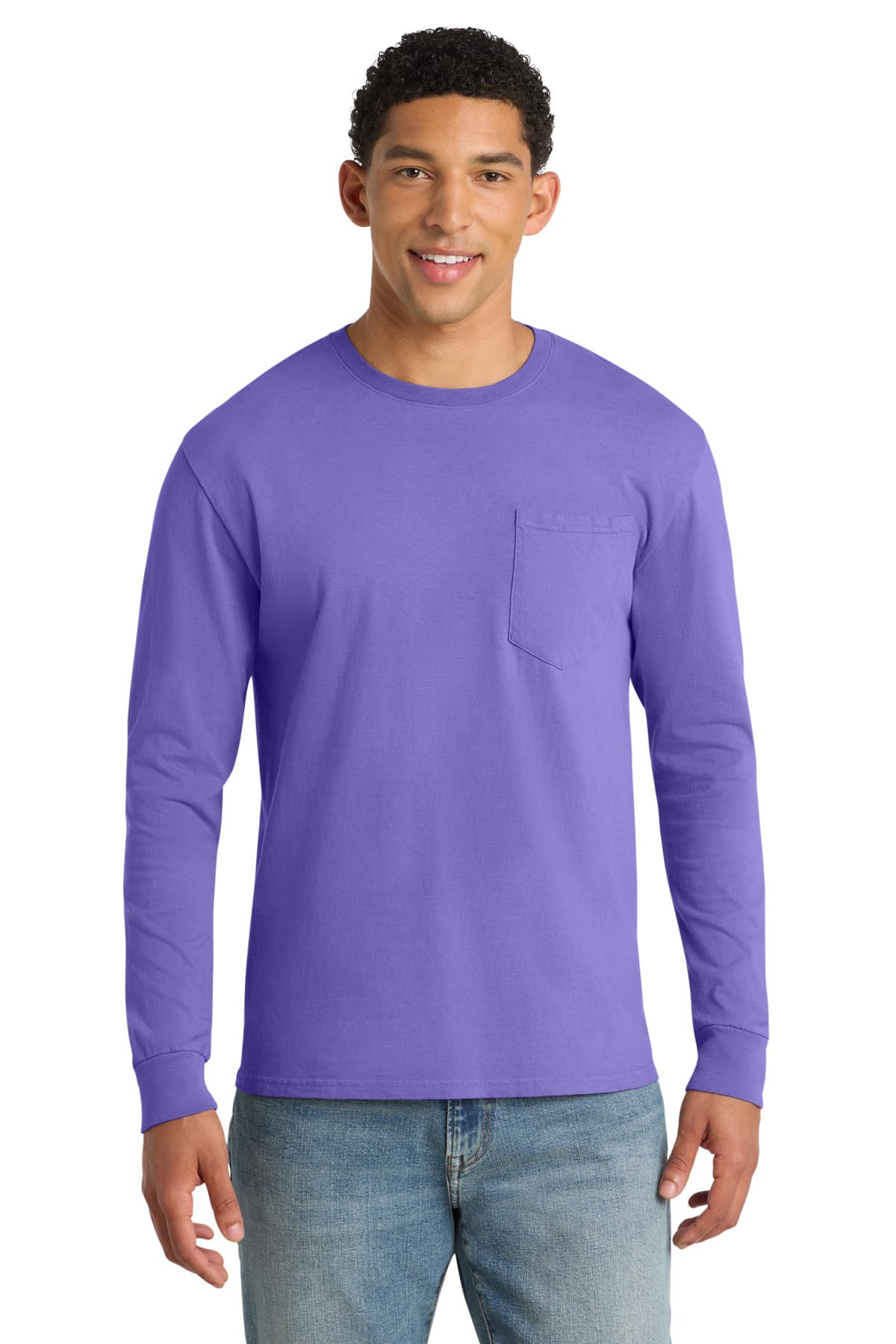DISCONTINUED Port & Company Beach Wash Garment-Dyed Long Sleeve Pocket Tee  PC099LSP