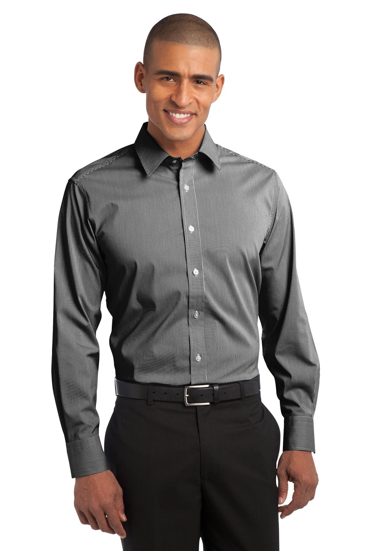 DISCONTINUED Port Authority Fine Stripe Stretch Poplin Shirt. S647