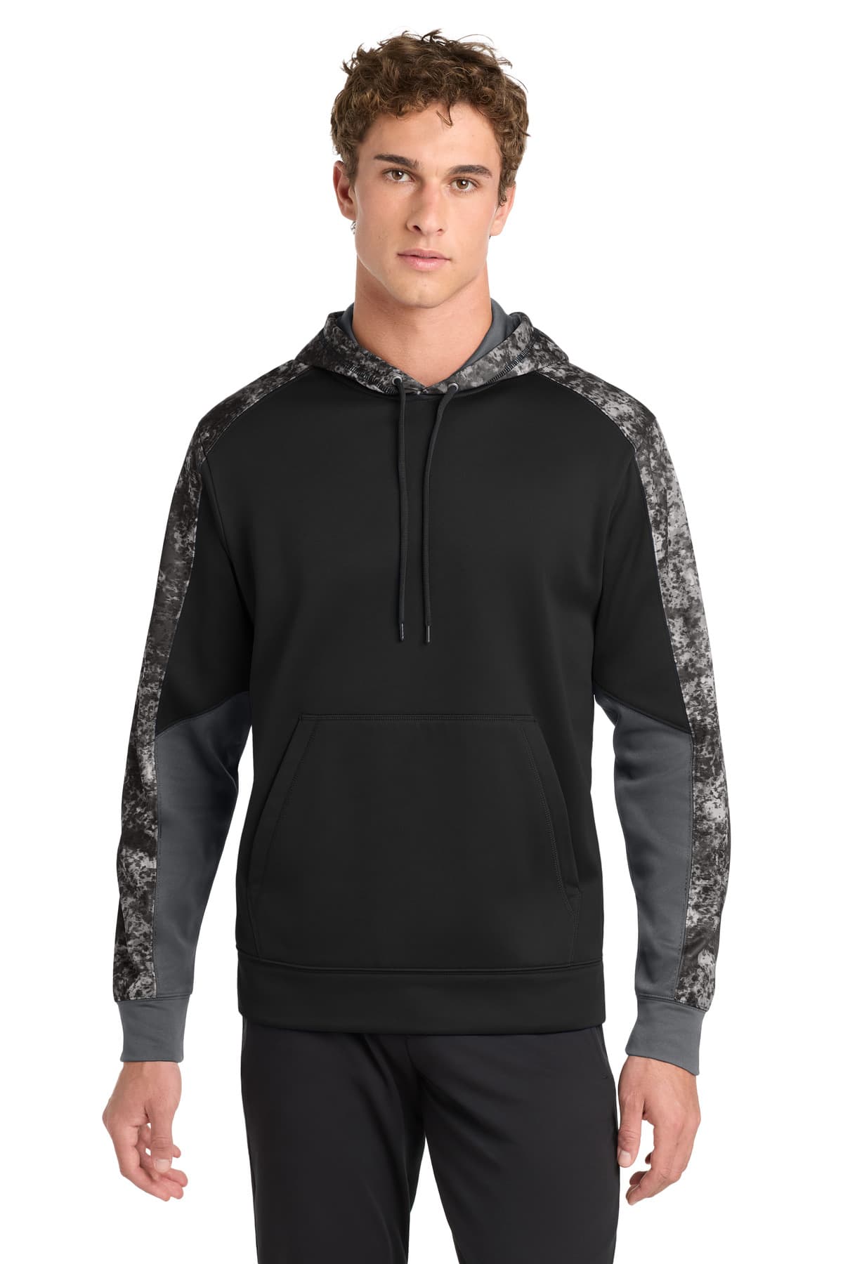 DISCONTINUED Sport-Tek Sport-Wick Mineral Freeze Fleece Colorblock Hooded Pullover. ST231