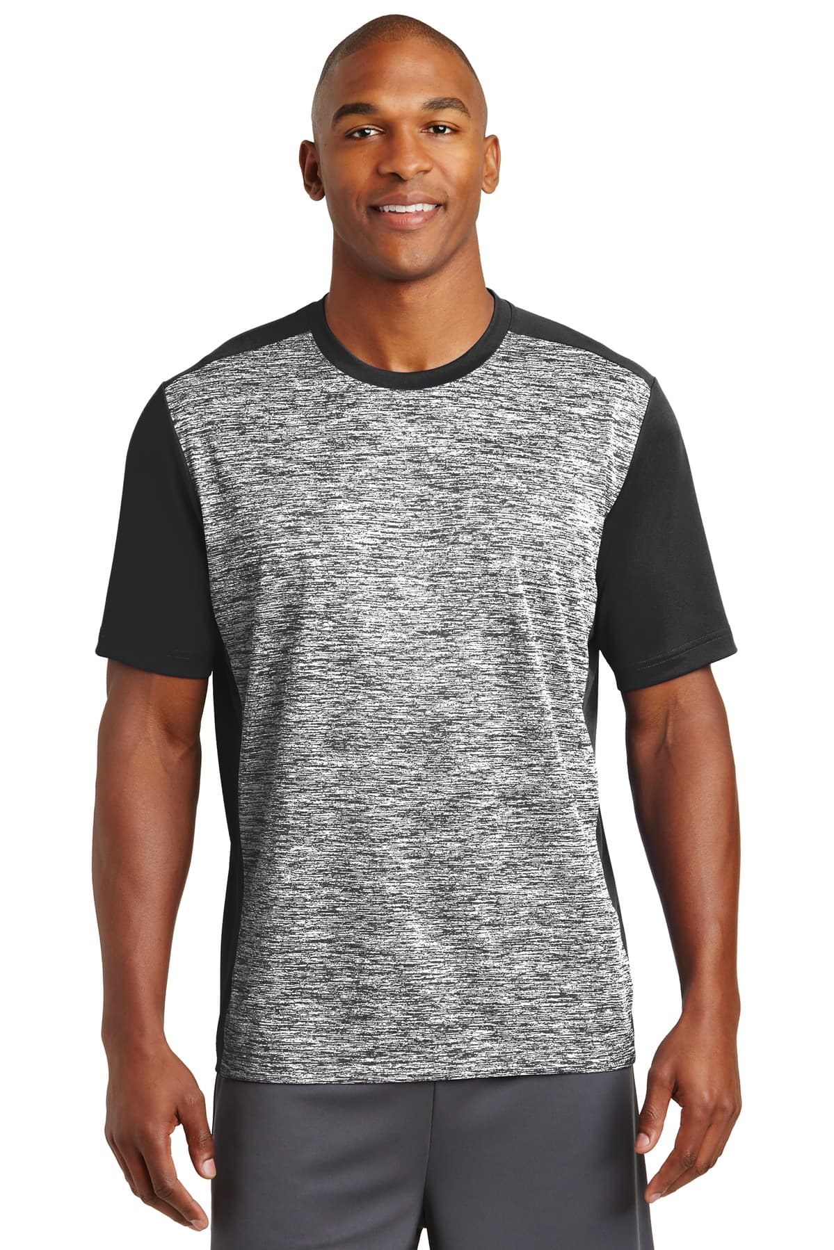 DISCONTINUED Sport-Tek PosiCharge Electric Heather Colorblock Tee. ST395
