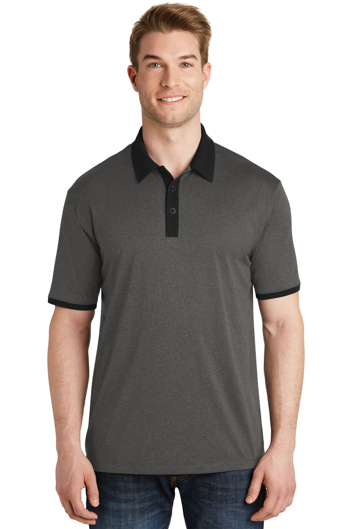 DISCONTINUED Sport-Tek Heather Contender Contrast Polo. ST667