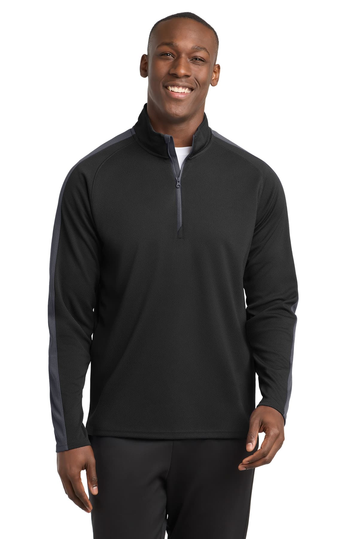 DISCONTINUED Sport-Tek Sport-Wick Textured Colorblock 1/4-Zip Pullover. ST861