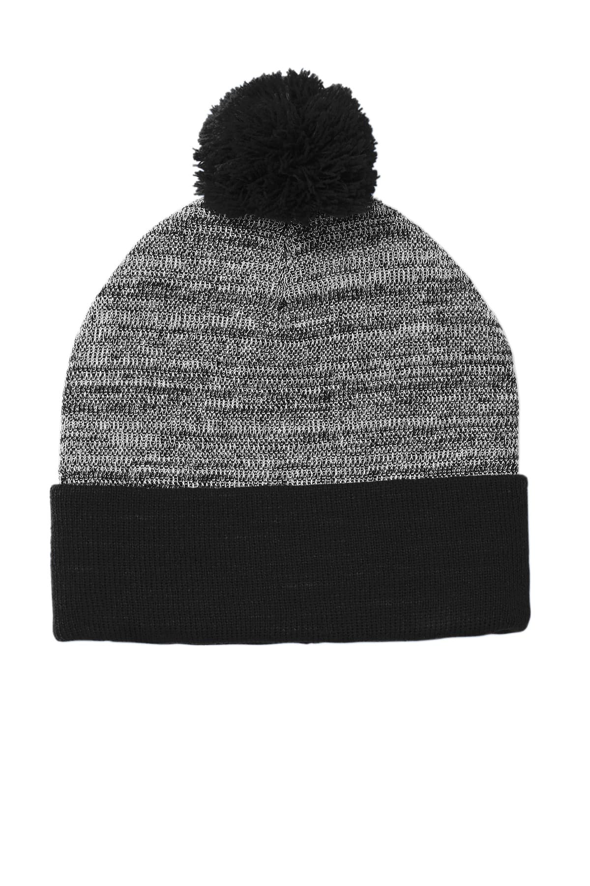 DISCONTINUED Sport-Tek  Heather Pom Pom Beanie STC41