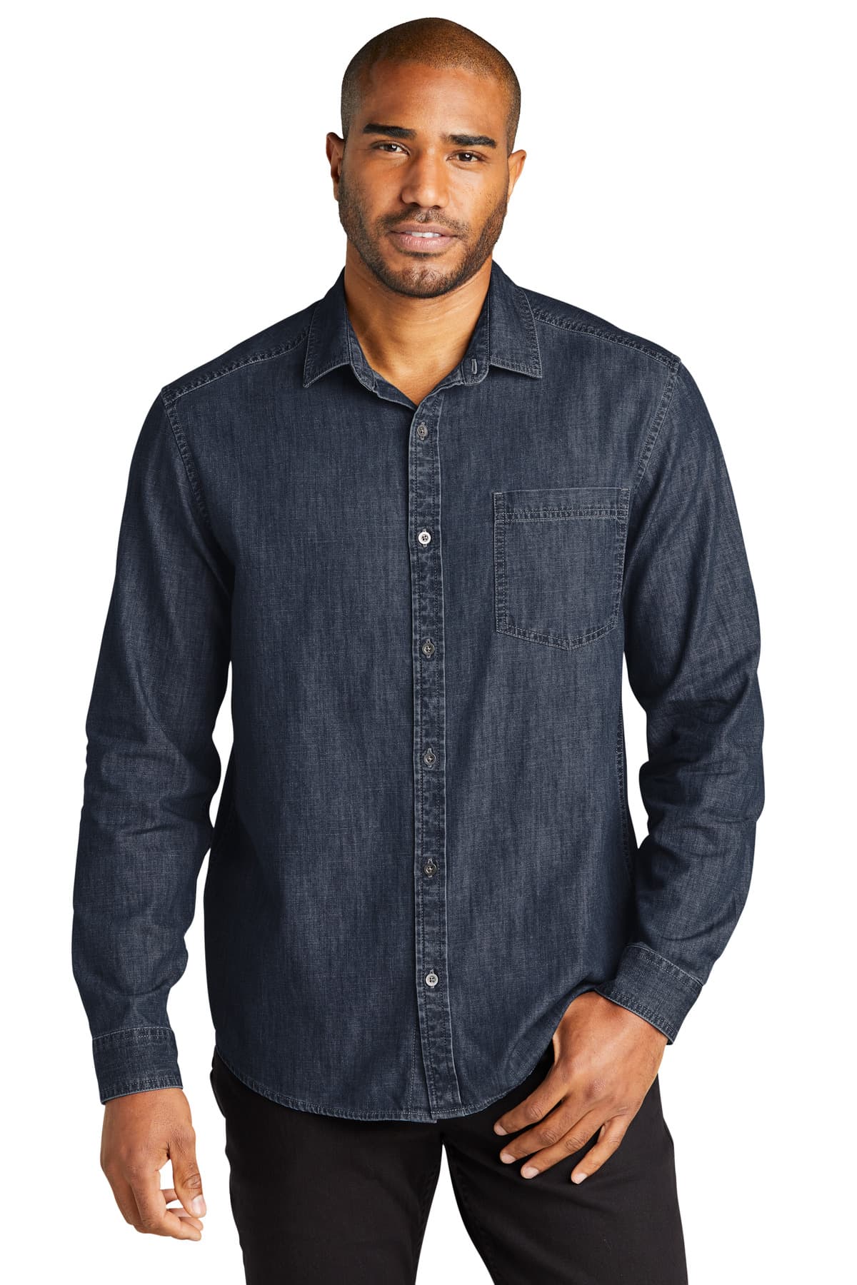 DISCONTINUED Port Authority Long Sleeve Perfect Denim Shirt W676