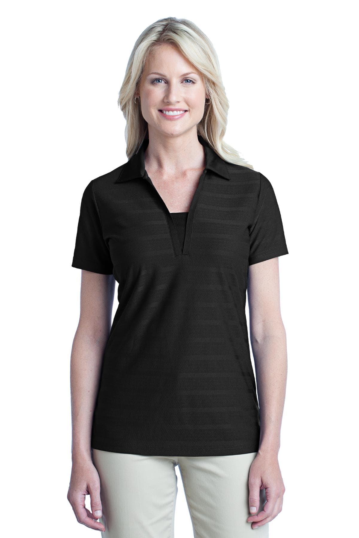 DISCONTINUED Port Authority Ladies Horizontal Texture Polo. L514