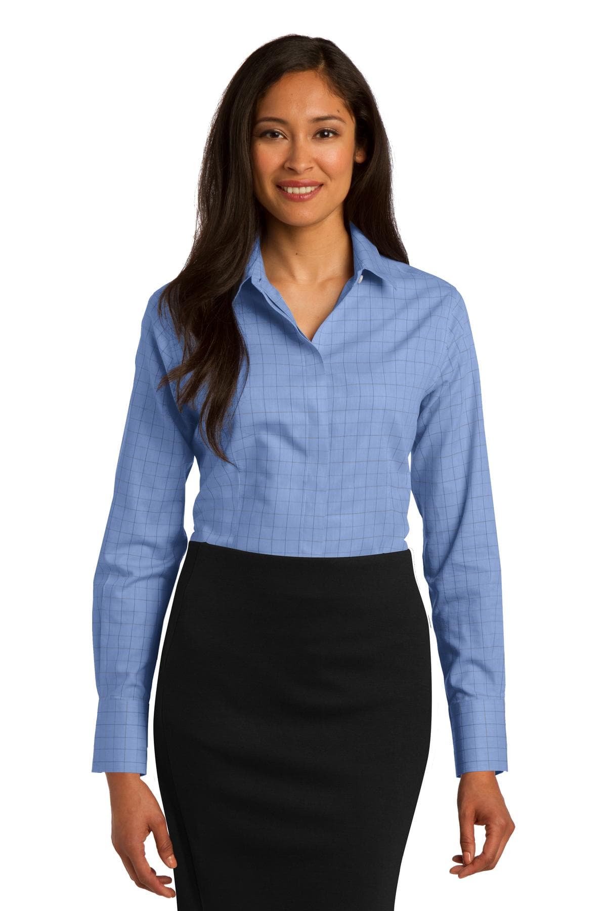 DISCONTINUED Red House Ladies Windowpane Plaid Non-Iron Shirt. RH71