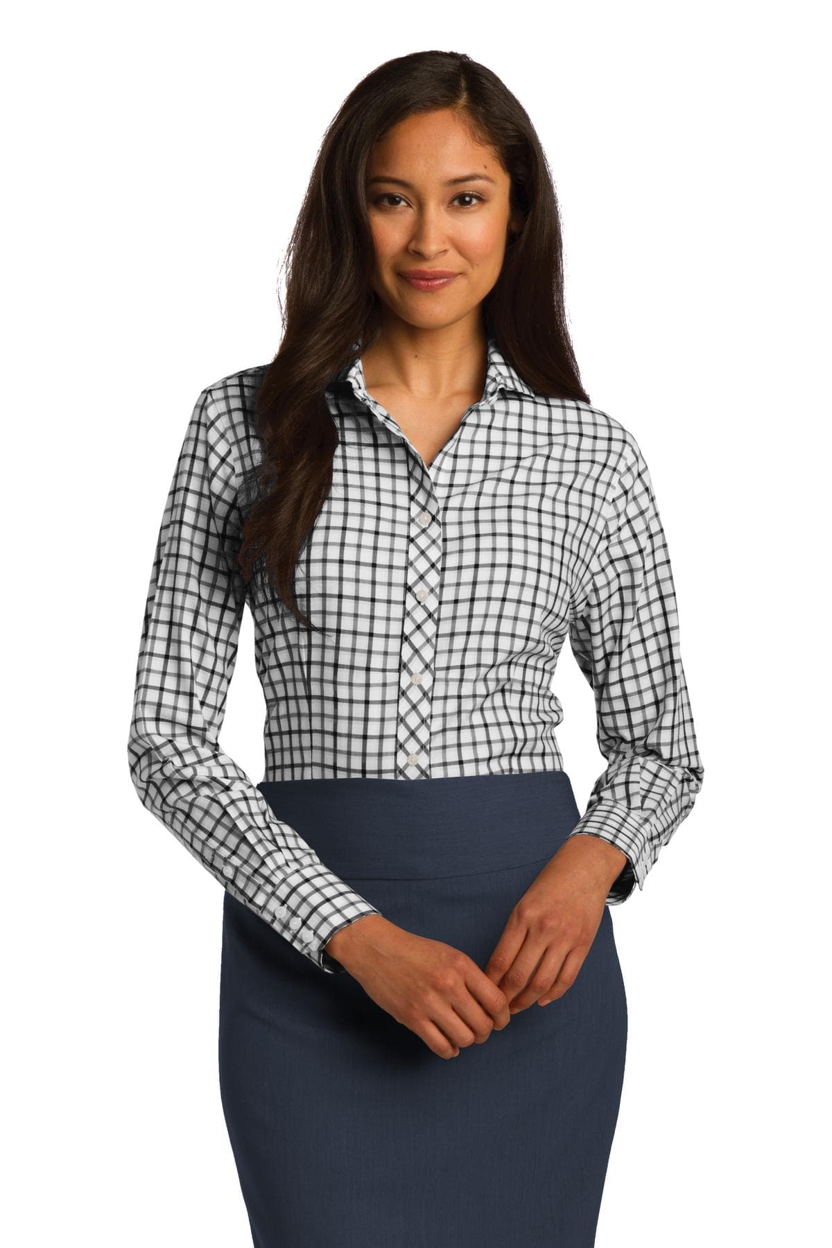 DISCONTINUED Red House Ladies Tricolor Check Non-Iron Shirt. RH75