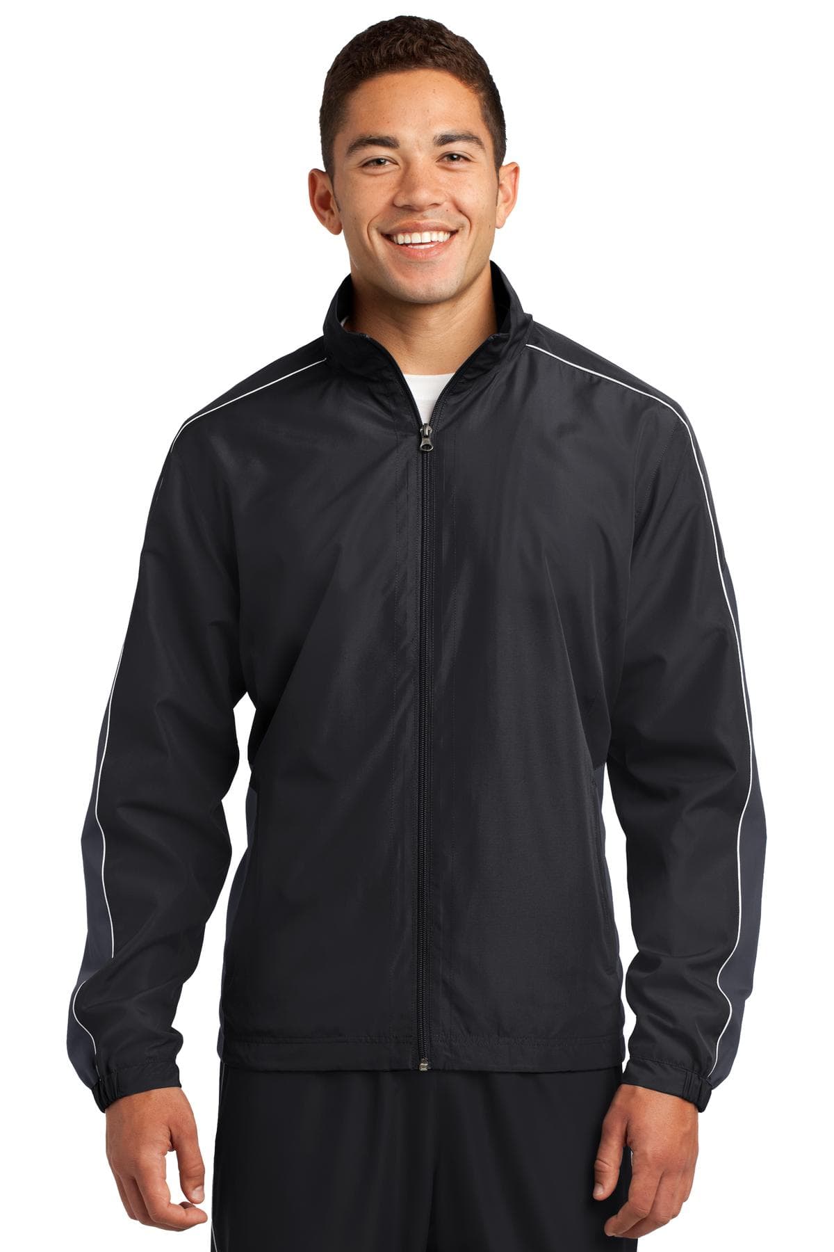 DISCONTINUED Sport-Tek Piped Colorblock Wind Jacket. JST61