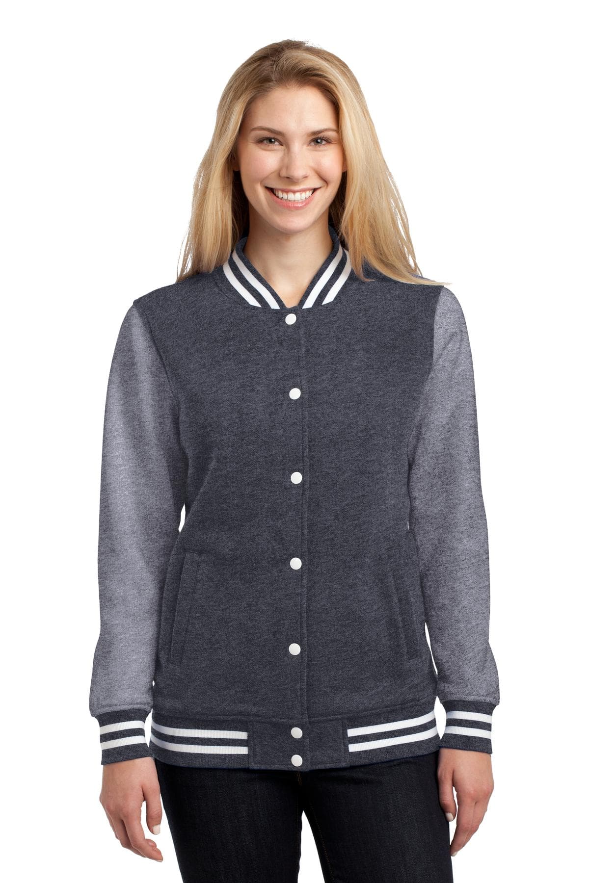 DISCONTINUED Sport-Tek Ladies Fleece Letterman Jacket. LST270