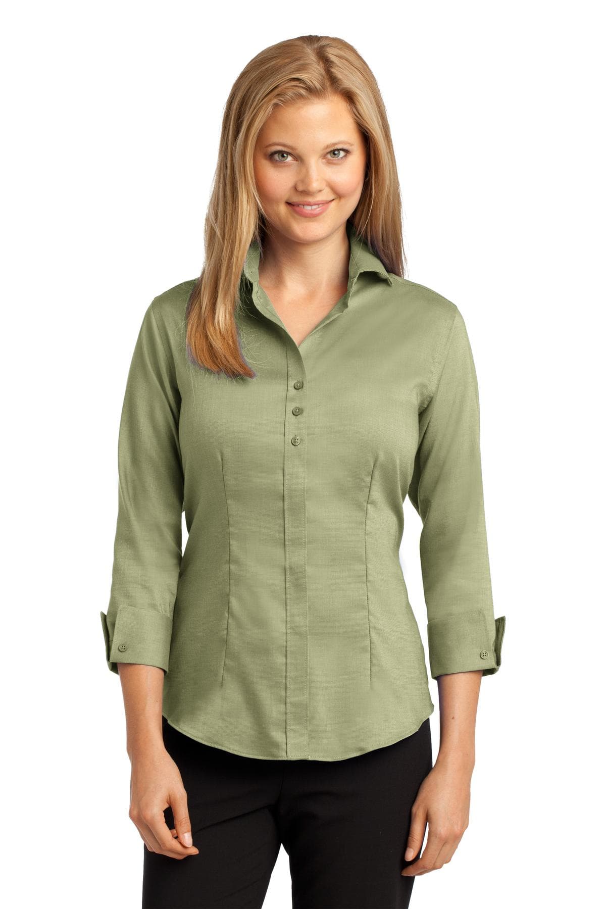 DISCONTINUED Red House Ladies 3/4-Sleeve Nailhead Non-Iron Shirt. RH69
