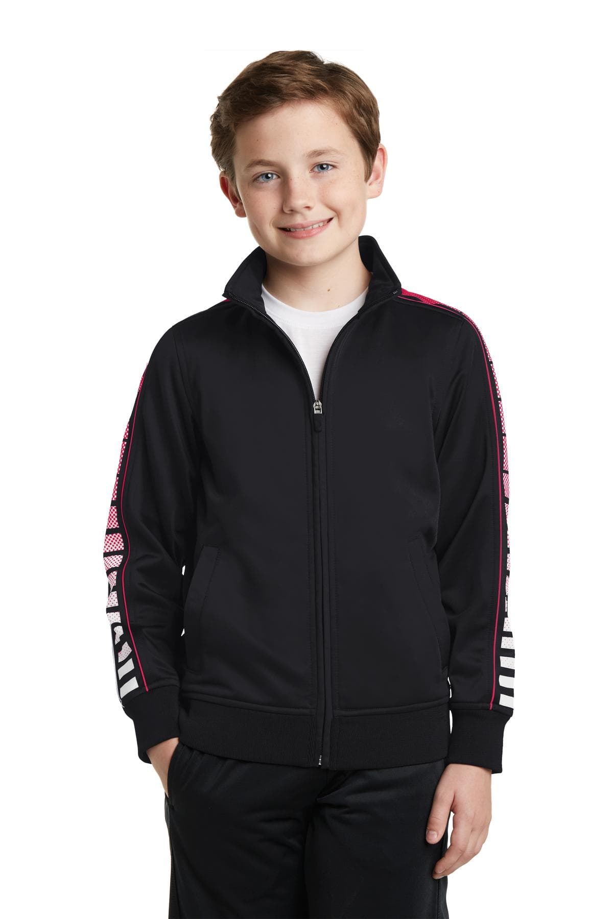 DISCONTINUED Sport-Tek Youth Dot Sublimation Tricot Track Jacket. YST93