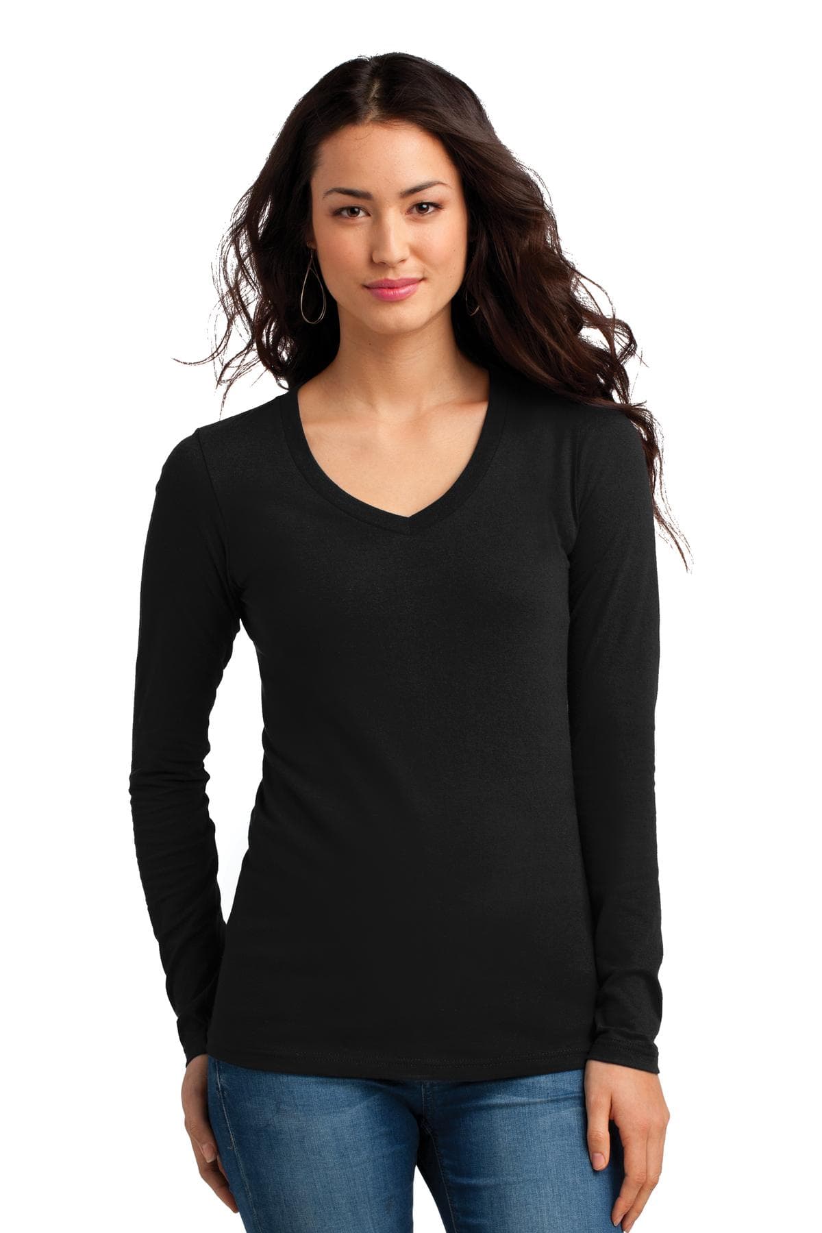 DISCONTINUED District Juniors The Concert Tee Long Sleeve V-Neck. DT5201