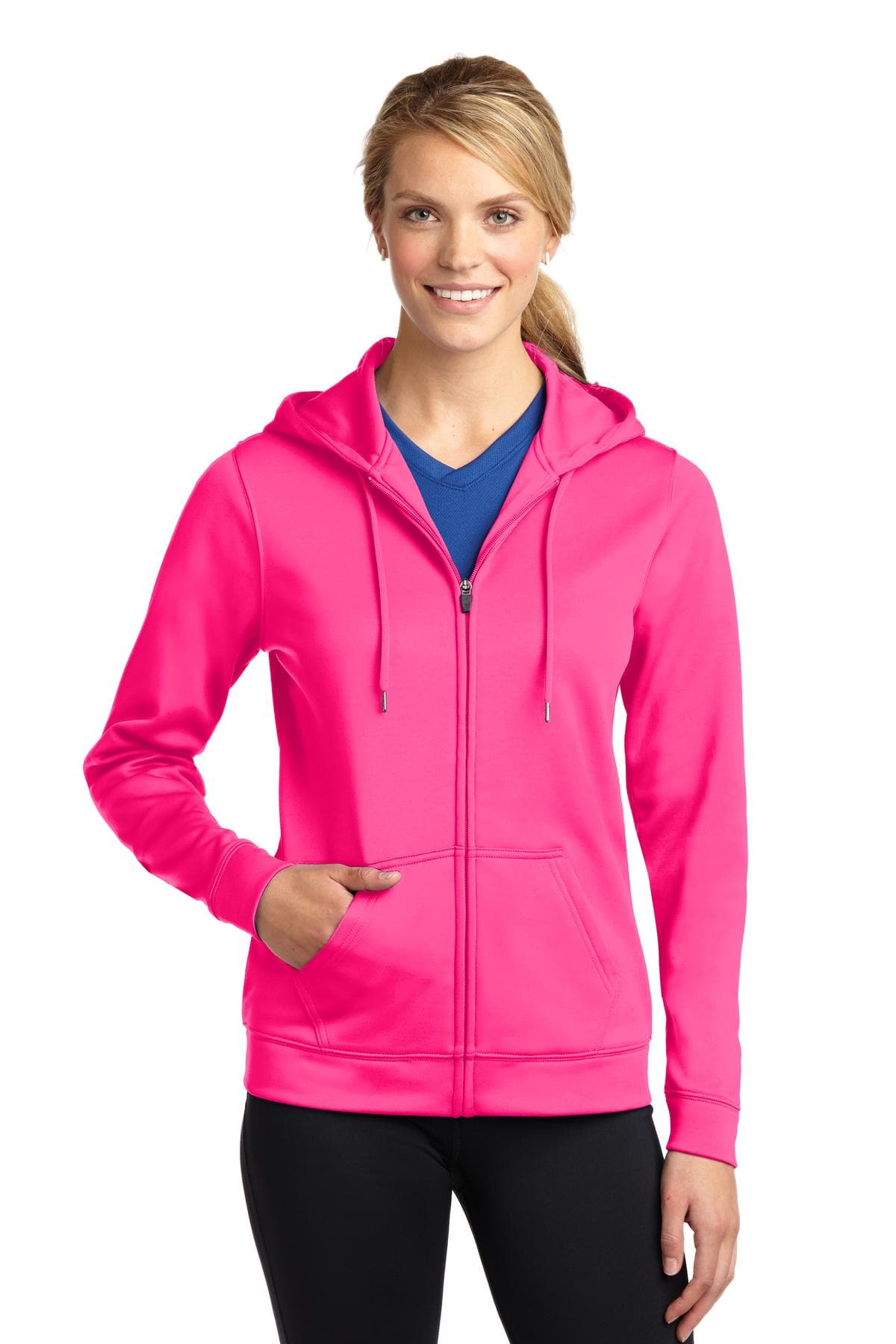 DISCONTINUED Sport-Tek Ladies Sport-Wick Fleece Full-Zip Hooded Jacket. LST238