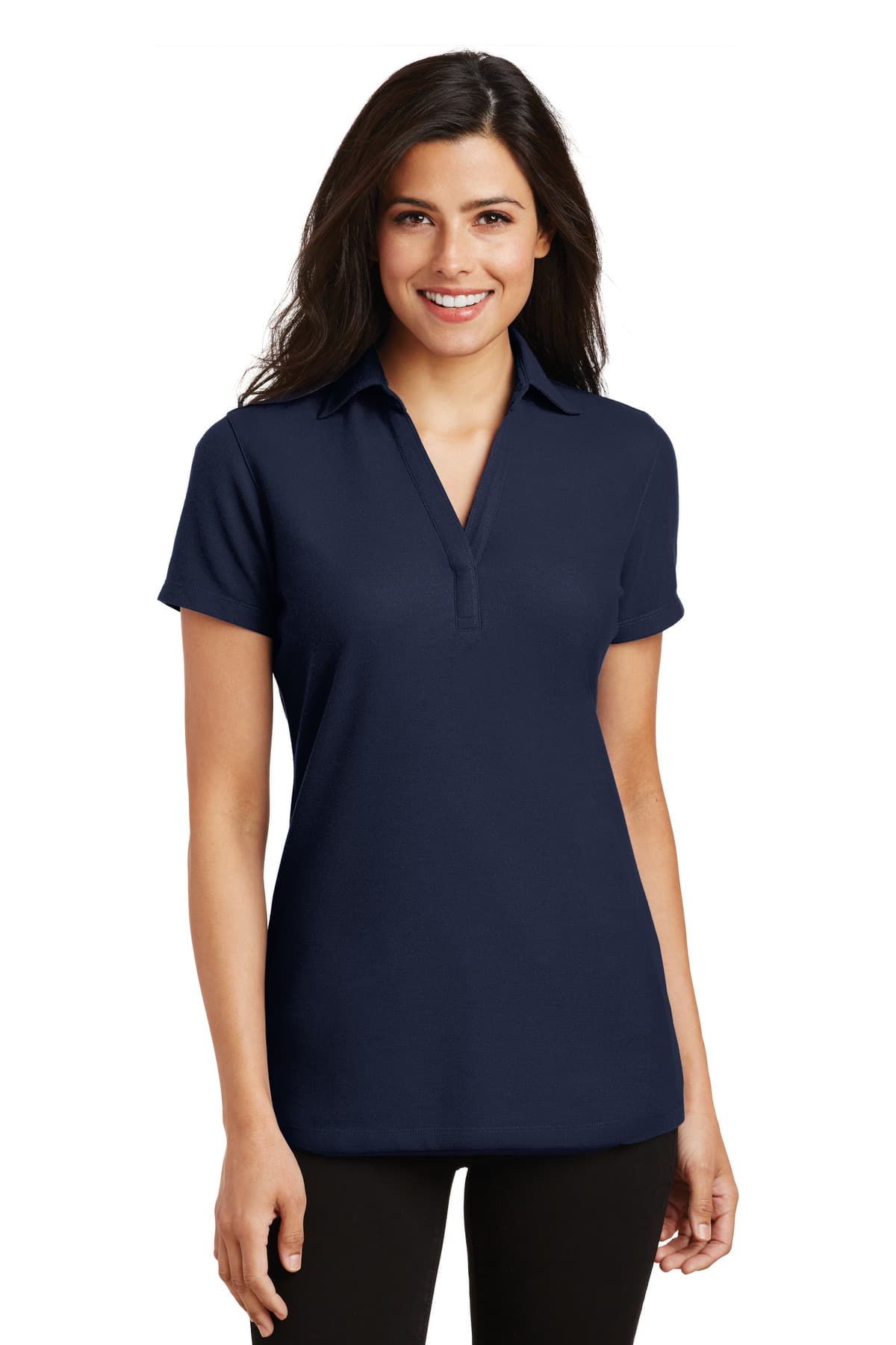 DISCONTINUED Port Authority Ladies Silk Touch Y-Neck Polo. L5001