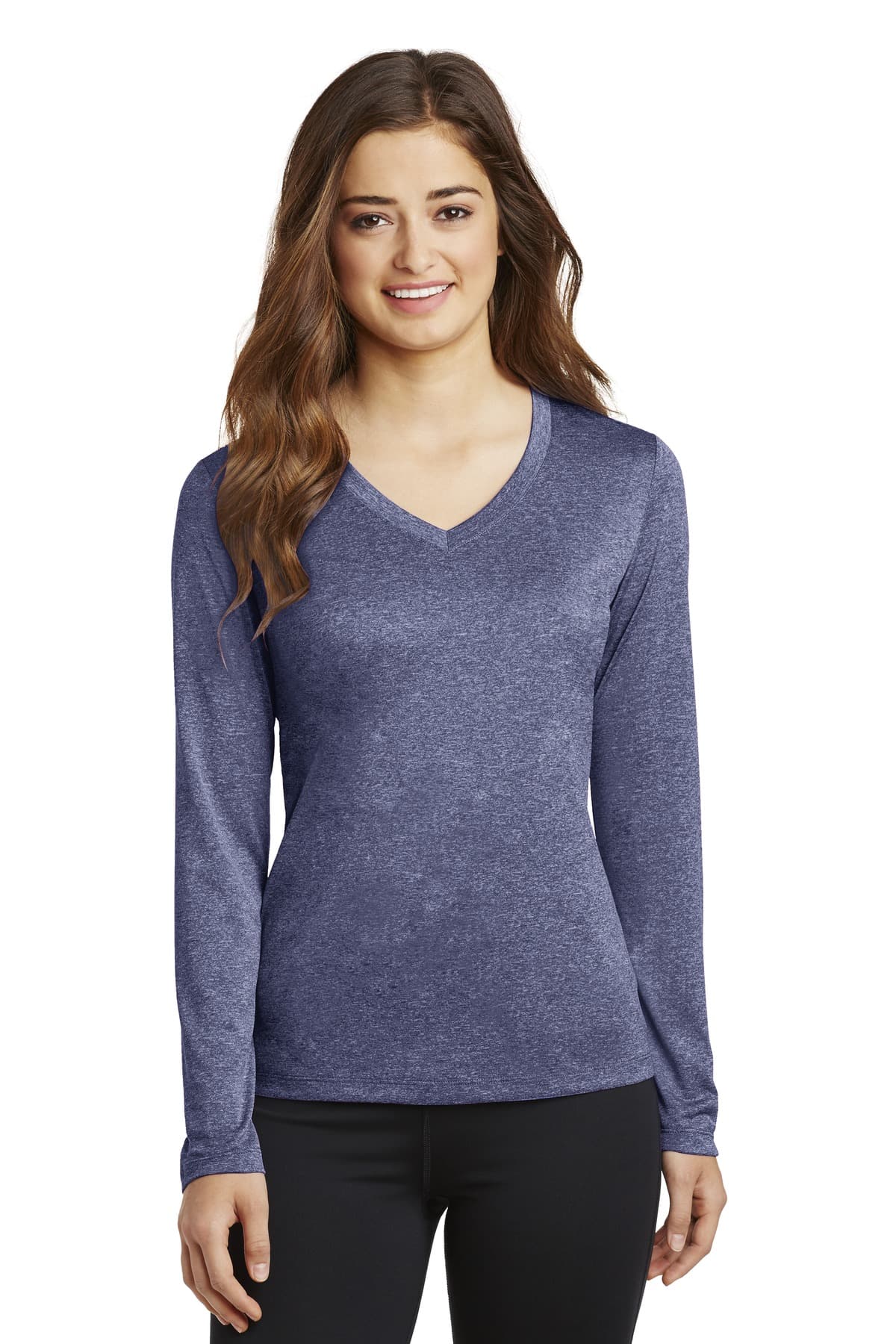 DISCONTINUED Sport-Tek Ladies Long Sleeve Heather Contender V-Neck Tee. LST360LS
