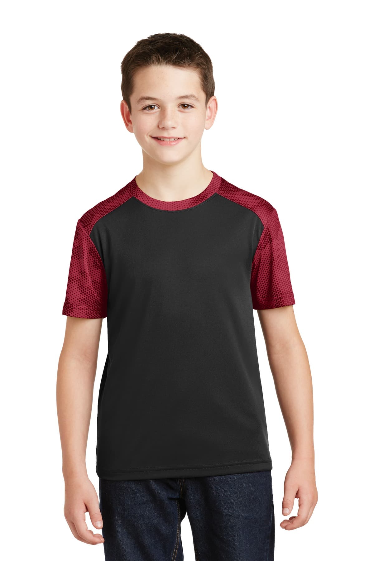 DISCONTINUED Sport-Tek Youth CamoHex Colorblock Tee. YST371