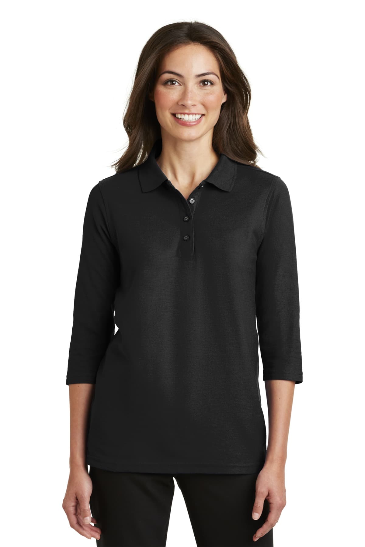 DISCONTINUED Port Authority Women's Silk Touch 3/4-Sleeve Polo. L562