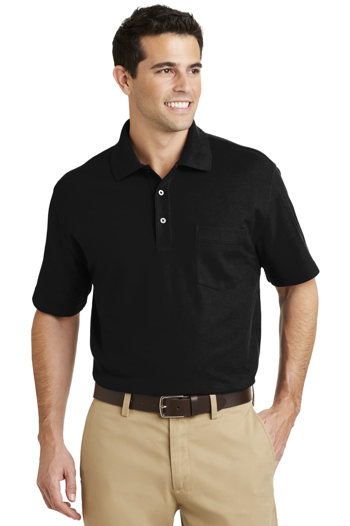 DISCONTINUED Port Authority EZCotton Pique Pocket Polo. K800P