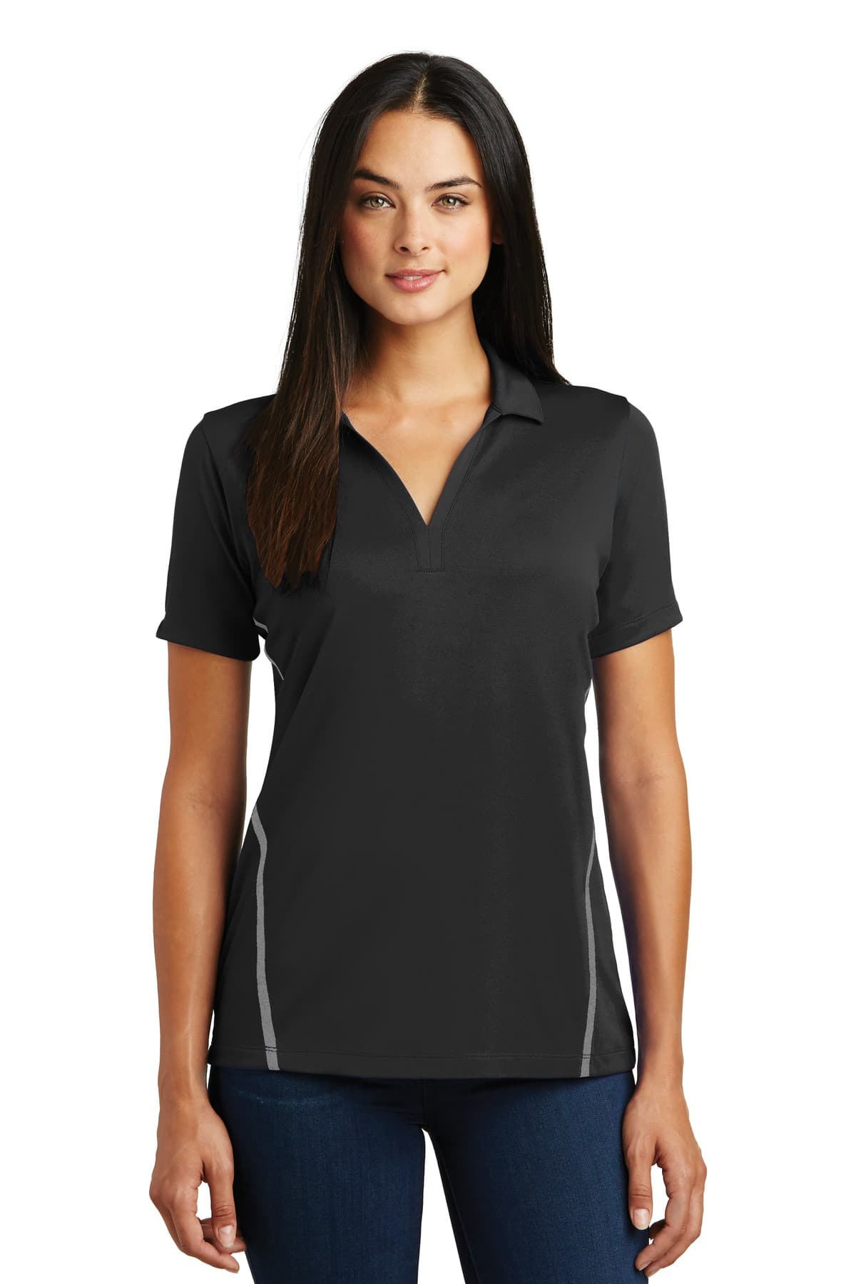 DISCONTINUED Sport-Tek Ladies Contrast PosiCharge Tough Polo. LST620