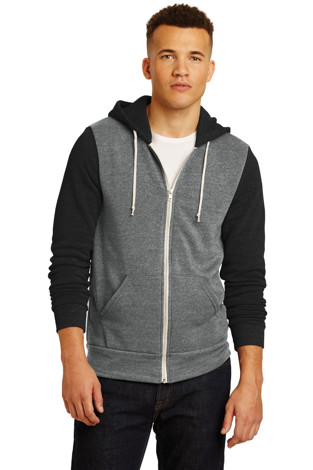 DISCONTINUED Alternative Colorblock Rocky Eco-Fleece Zip Hoodie. AA32023