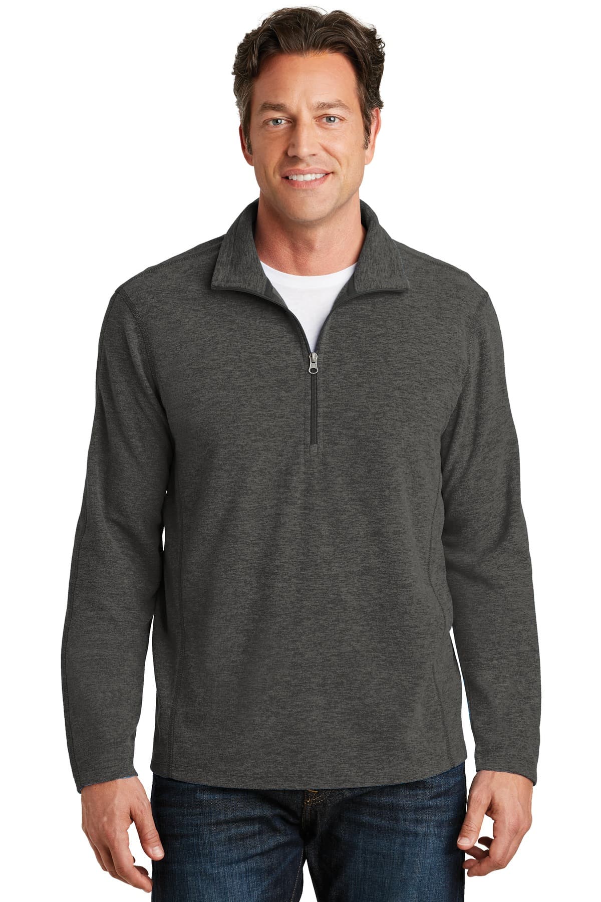 DISCONTINUED Port Authority Heather Microfleece 1/2-Zip Pullover. F234