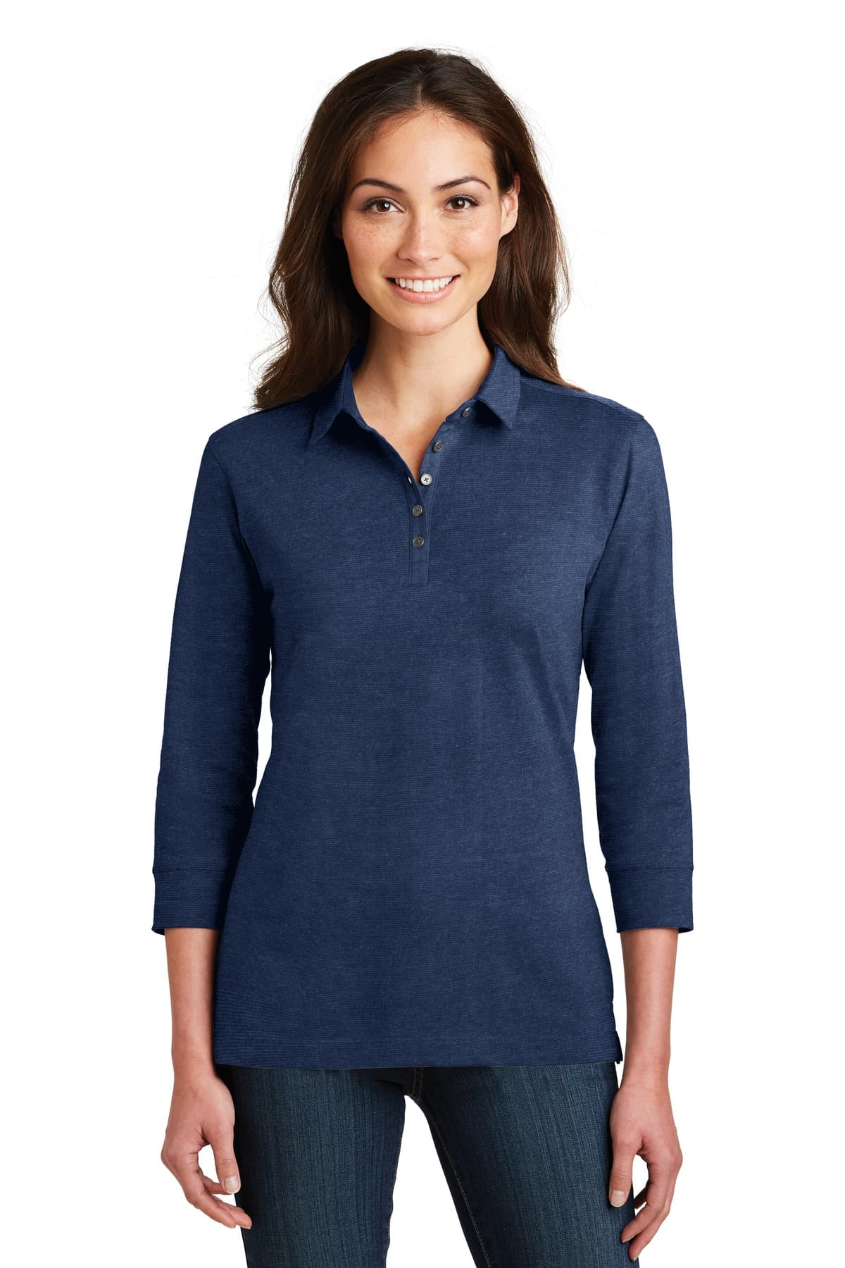 DISCONTINUED Port Authority Ladies 3/4-Sleeve Meridian Cotton Blend Polo. L578