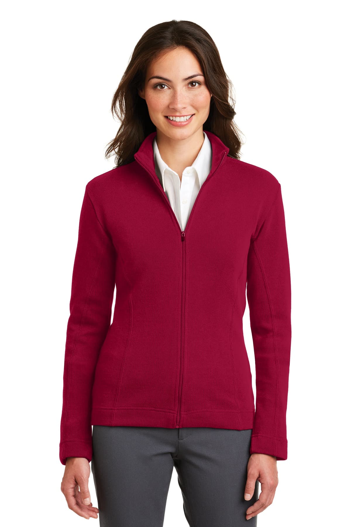 DISCONTINUED Port Authority Ladies Flatback Rib Full-Zip Jacket.  L221
