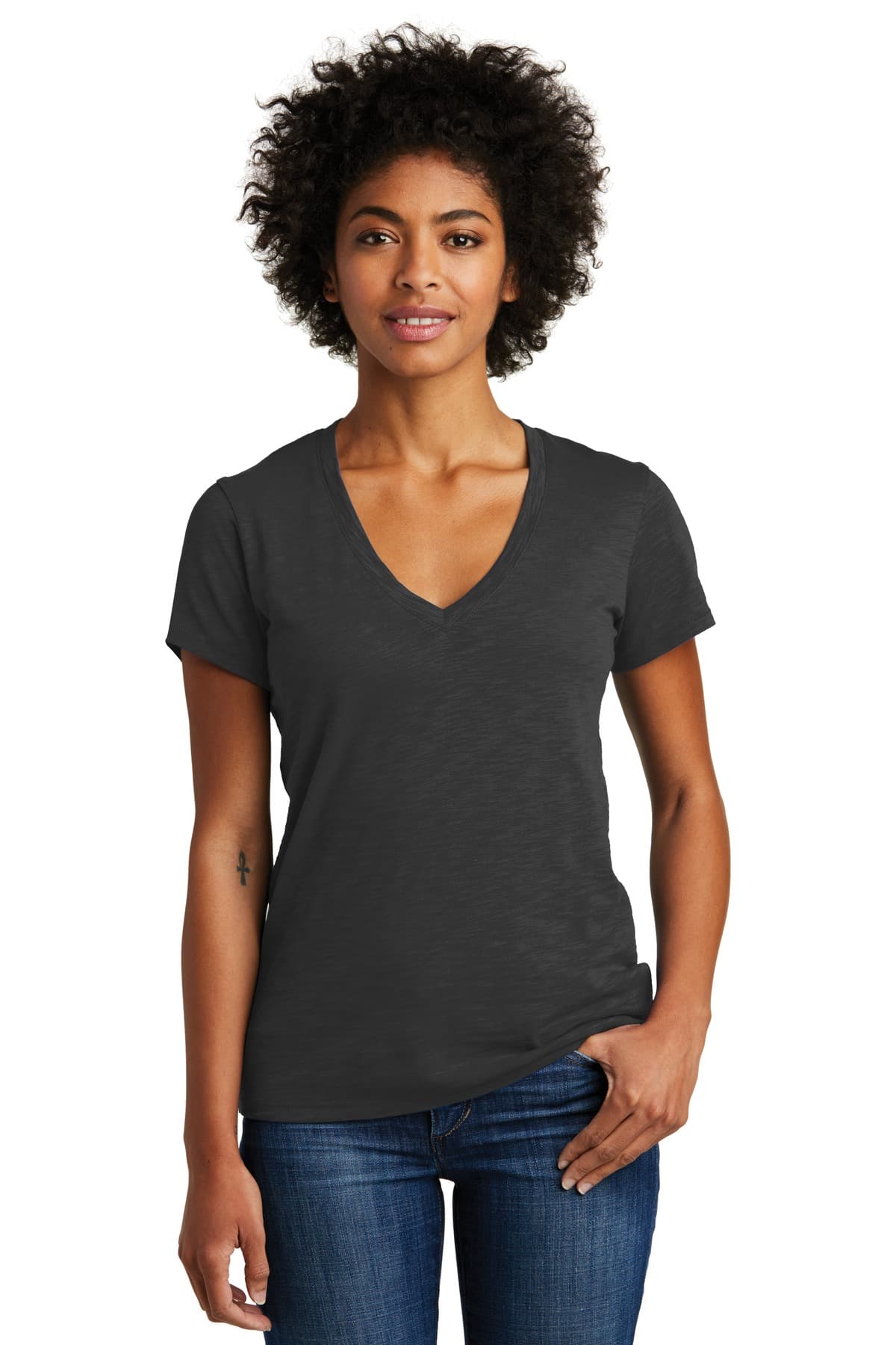 DISCONTINUED Alternative Women's Weathered Slub So-Low V-Neck Tee. AA6097