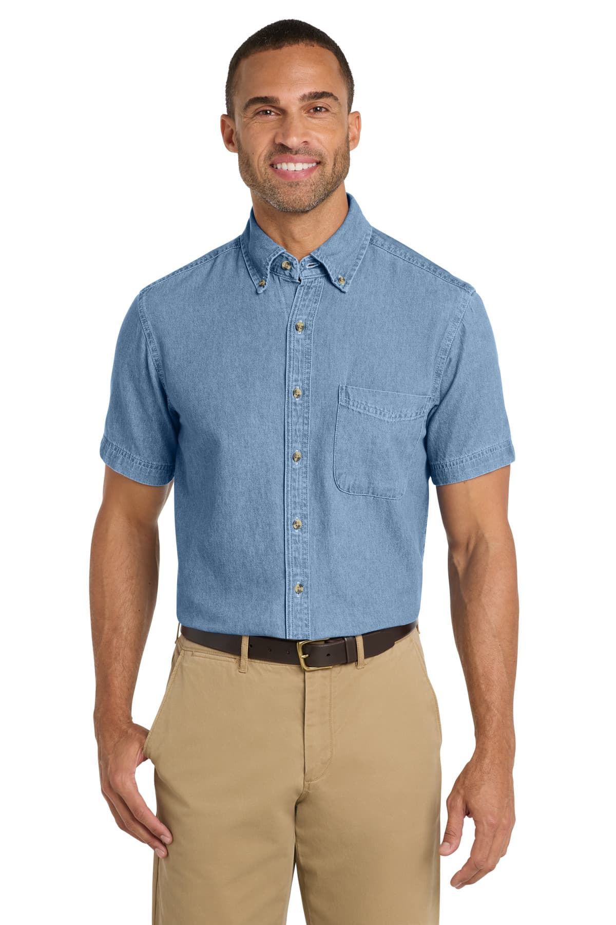 Port & Co Short Sleeve Value Denim Shirt. SP11