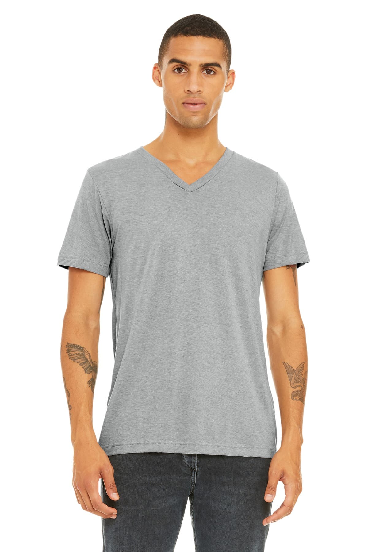 DISCONTINUED BELLA+CANVAS  Unisex Triblend Short Sleeve V-Neck Tee. BC3415
