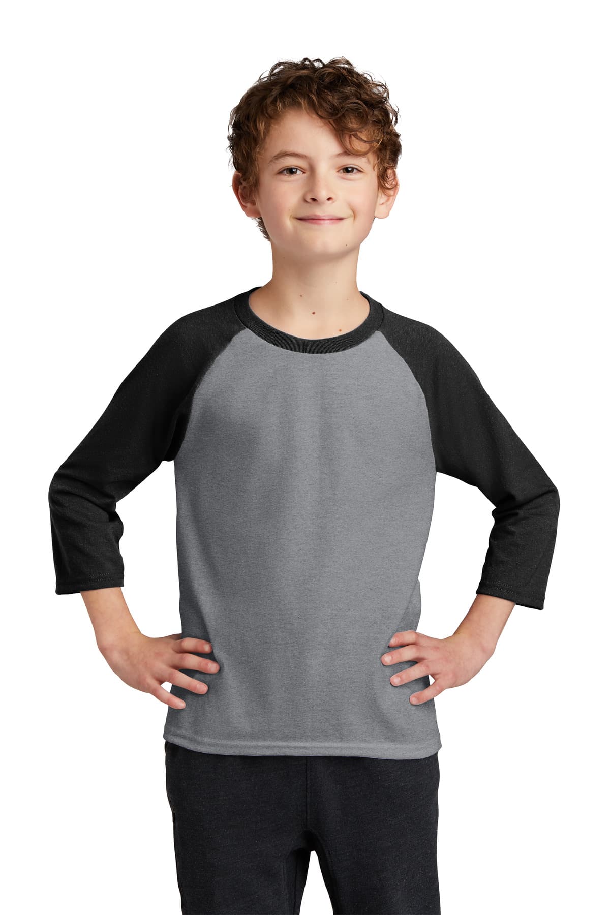 DISCONTINUED Port & Company Youth Core Blend 3/4-Sleeve Raglan Tee. PC55YRS