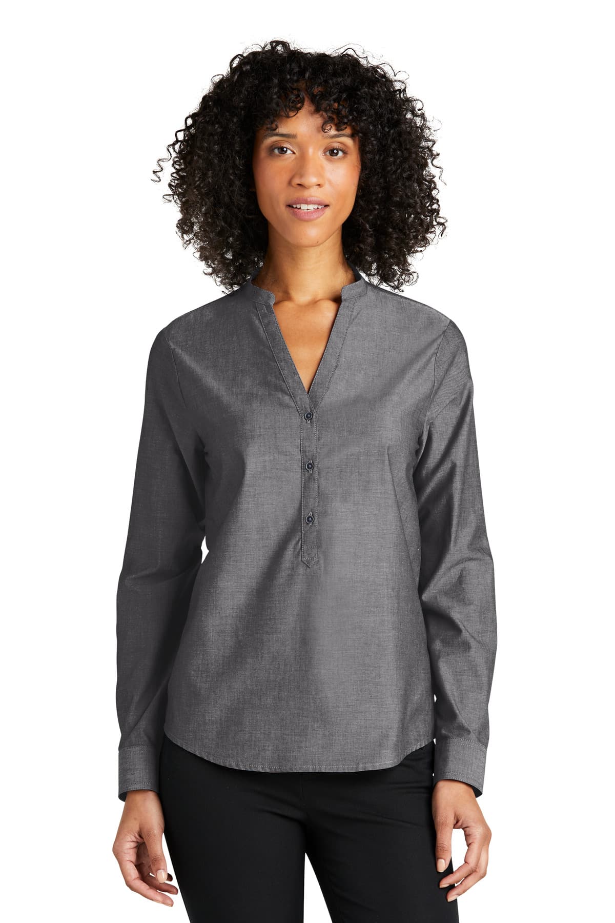 DISCONTINUED Port Authority Women's Long Sleeve Chambray Easy Care Shirt LW382