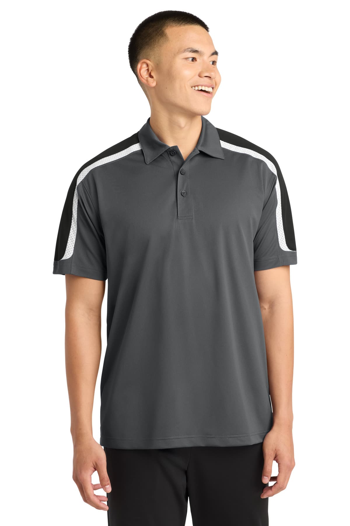 Sport-Tek Tricolor Shoulder Micropique Sport-Wick Polo. ST658