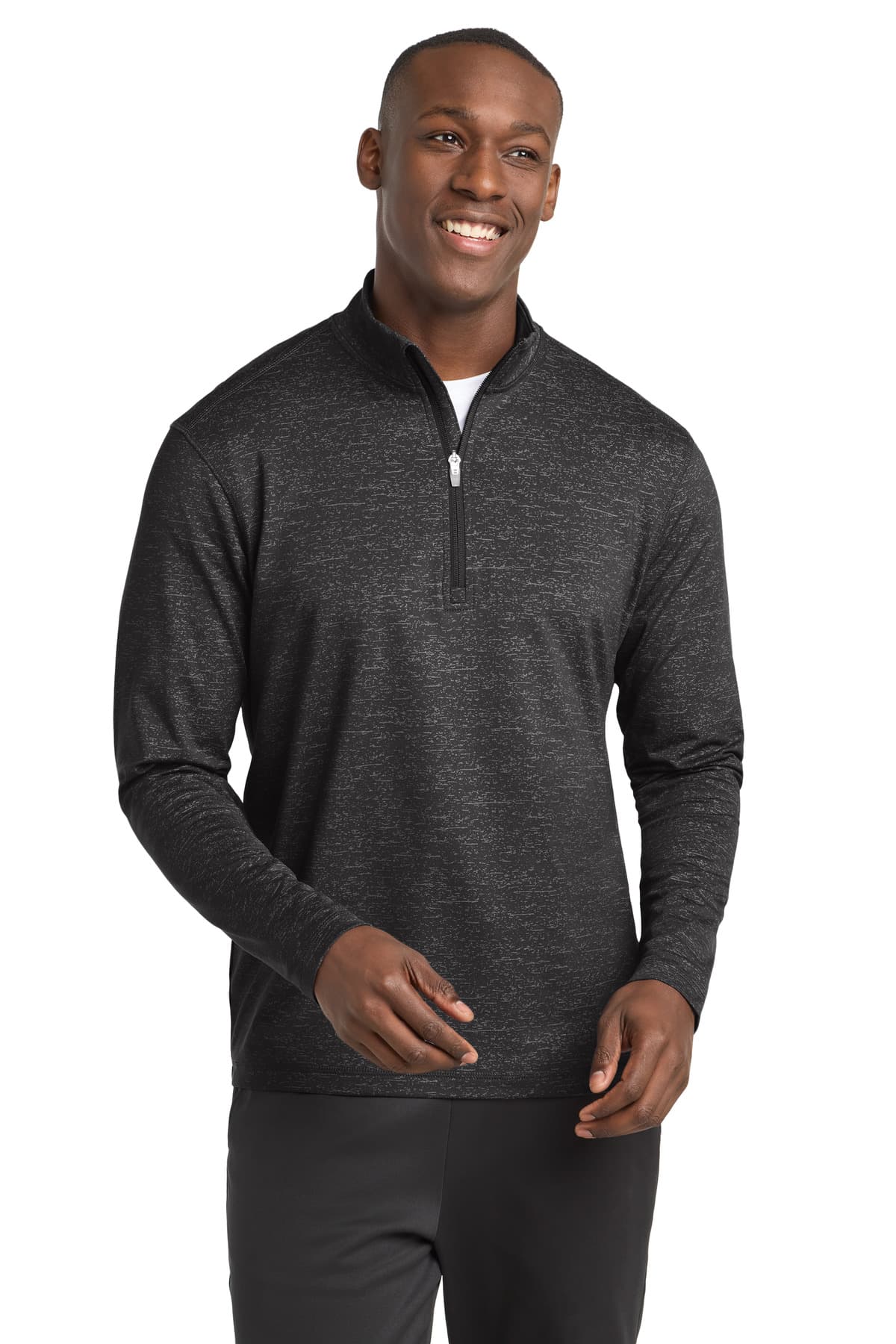 DISCONTINUED Sport-Tek  Sport-Wick  Stretch Reflective Heather 1/2-Zip Pullover. ST855